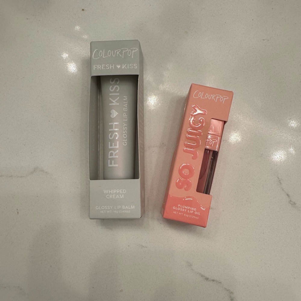 ColourPop Fresh Kiss Glossy Lip Balm and So Juicy Lip Gloss Set - Cream and Pink